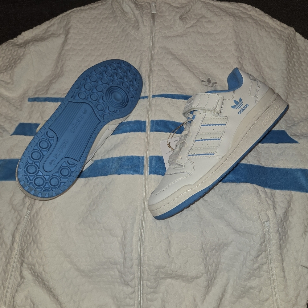 Mens Adidas Textured Monogram Tracksuit White/Blue XL/ Forum Sneaker Combo Sz 12 - Picture 17 of 17